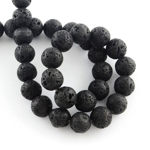 8-9MM Black Lava Rock Beads-ONE Gemstone Bead Strand-Jewelry Making Crafts NWT - Picture 1 of 1